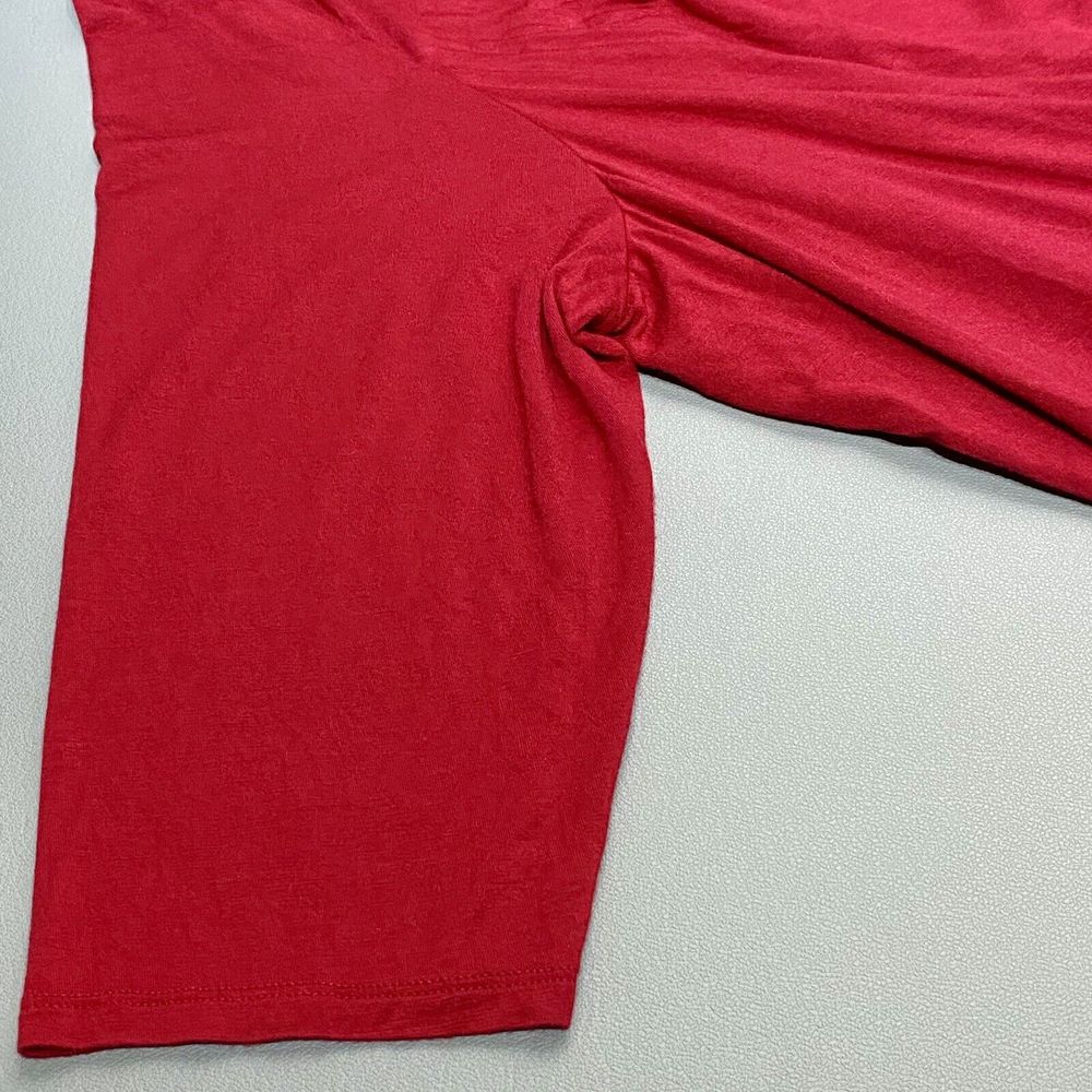 Catherines Women’s 2X Red Sequin Drape Neck Layered Look Stretch 3/4 Sleeve Top - Picture 5 of 8